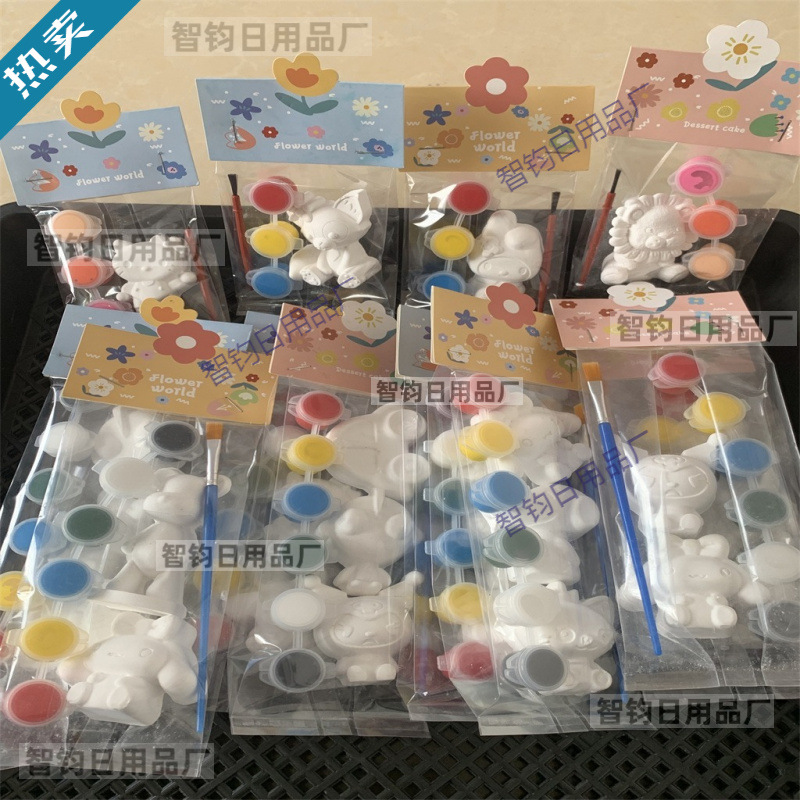 Gypsum Doll with Colorful Paint Sponge Snow Park Famous Painting Set…