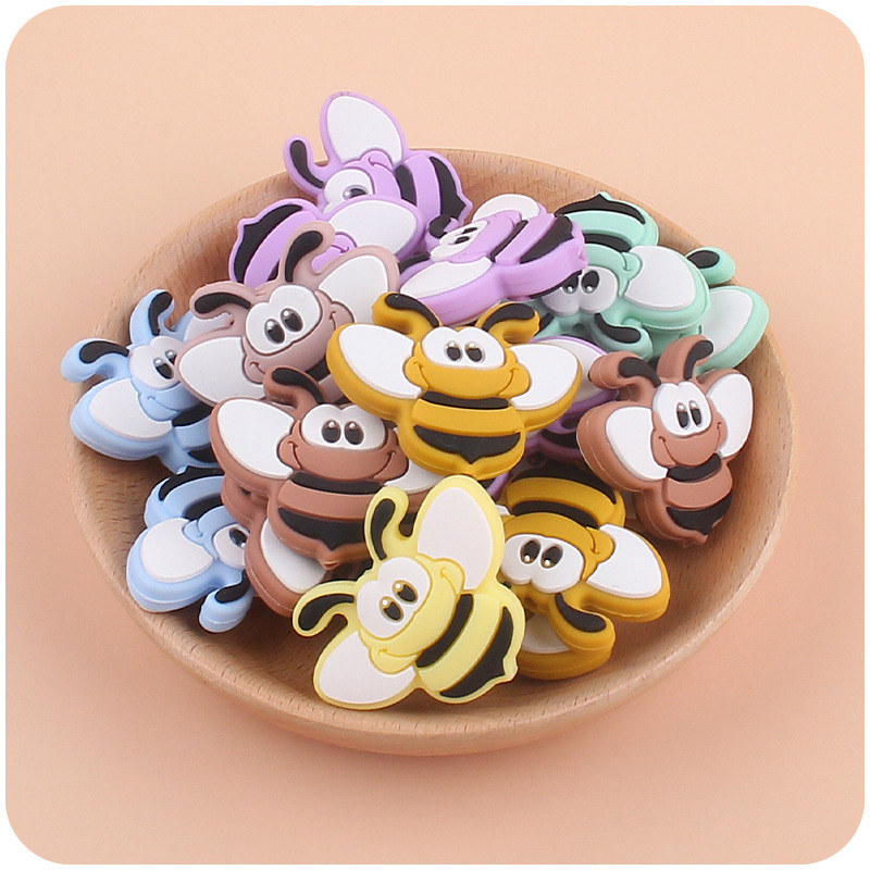 Bebé suministros de dibujos animados silicona abeja DIY bebé molar pezón cadena teether pulsera juguete Accesorios
