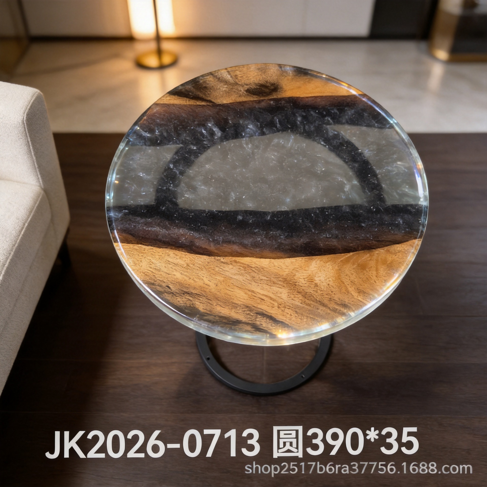 Factory direct sale black and gray translucent starry sky epoxy resin coffee table, milk tea table, simple and trendy design