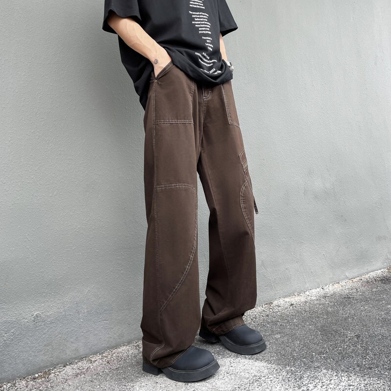 Vintage Heavy Industry Wash Water Logging Crowd Pants Men's and Women's Multi-Pocket vintage American Style Straight Casual Wide-Leg Pants