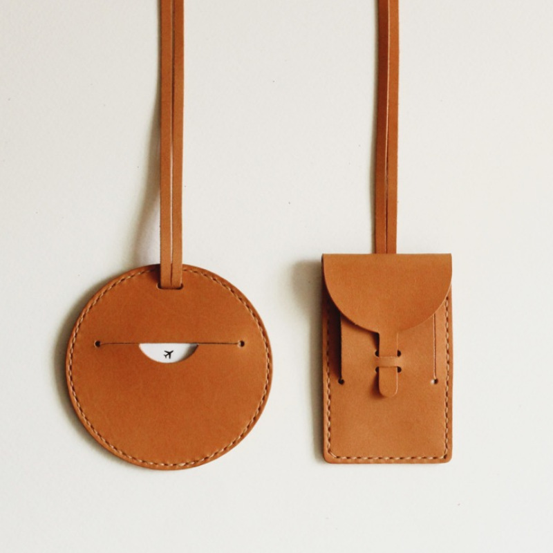 Creative PULeather Round Boarding Pass Travel Suitcase Anti-lost Airplane Boarding Pass Checked Boarding Tag