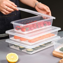 冰箱长方形带盖沥水冷冻保鲜盒生鲜蔬菜收纳盒解冻鱼虾冷藏解冻盒