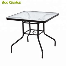 31.5 英寸花園庭院廣場金屬餐廳鋼化玻璃戶外方形學習桌餐桌