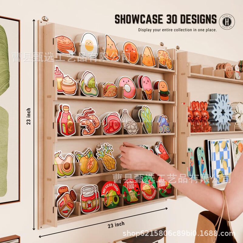 Wooden Divider Stickers Retail Display Rack Wall Shelf Exhibition Hanger Jewelry Business Card Stamp Collection Organizer