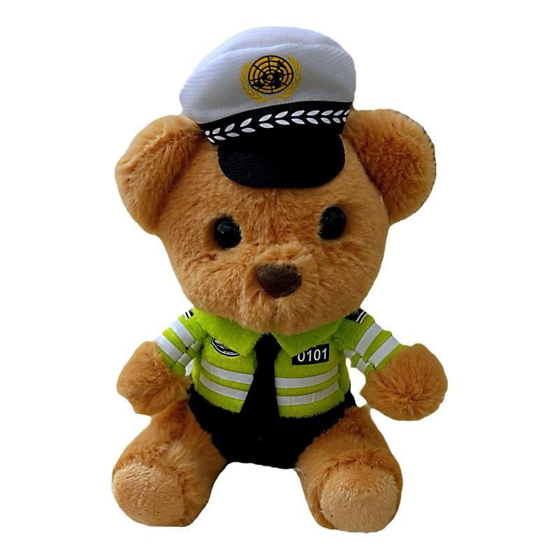 [Perdida de dinero] policía de tráfico oso decoración de motocicleta encantadora muñeca de bicicleta eléctrica muñeca creativa muñeca colgante
