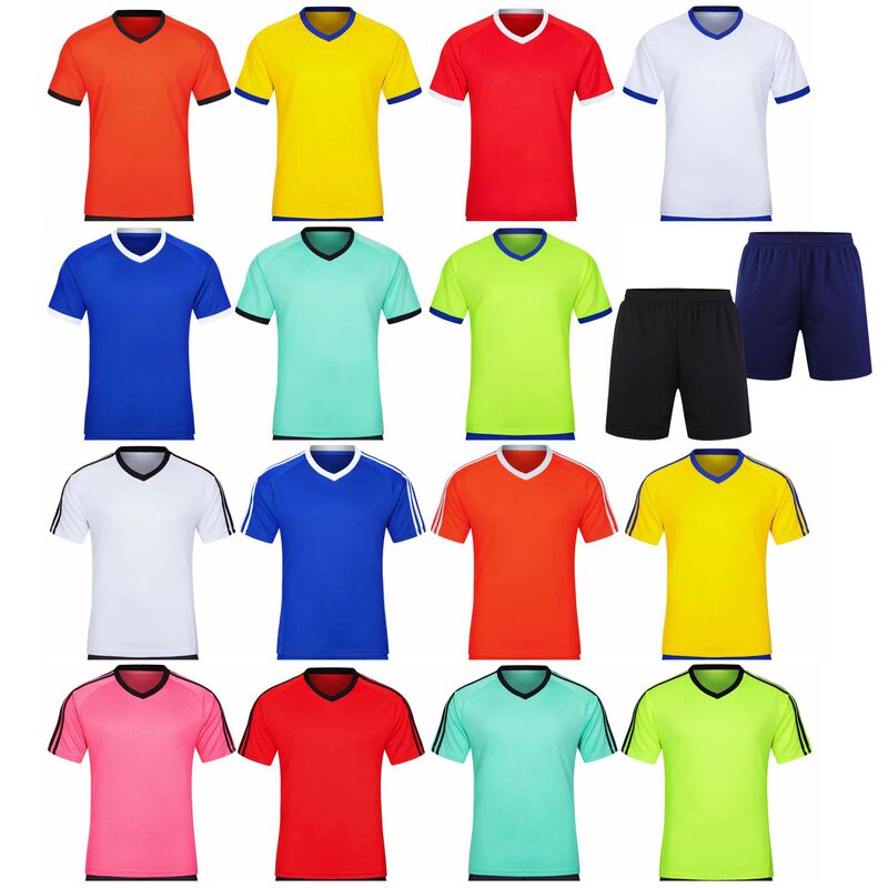 Special Offer Wholesale Sports Short-Sleeved Single Top Solid Color Football Jersey Men's Competition Team Uniform Summer Training Short-Sleeved Football Jersey