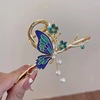 Shark with tassels, hairgrip, hair accessory, design advanced hairpins, crab pin, high-quality style
