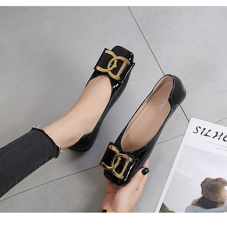 Women's Flat Shoes For Women Square Toe Low Heel Casual Work Shoes_voghion.com