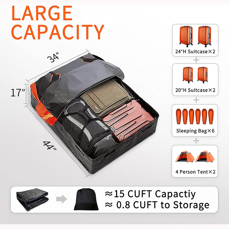 15 Cubic Feet in stock Waterproof Roof Bag Available Amazon Clip Grid Car Roof Bag