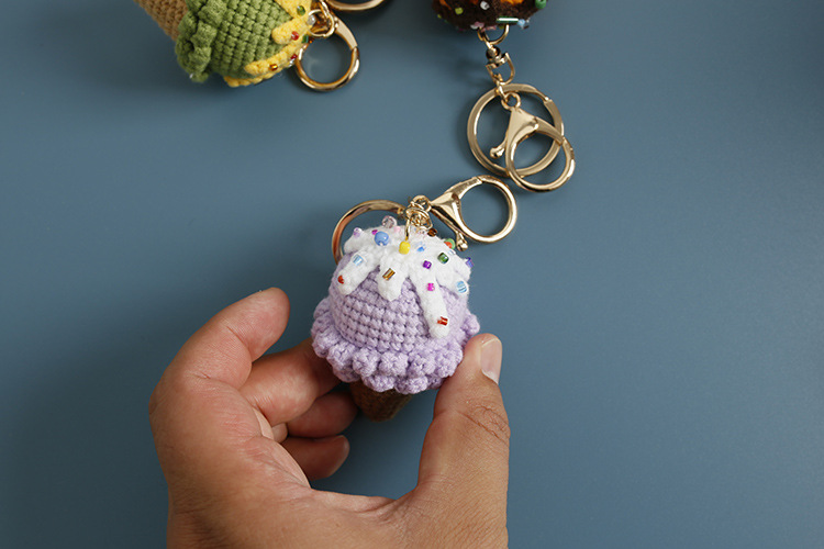 Holiday, Daily Occasion 1 Piece Cute Ice Cream Yarn Knitting Women's Keychain