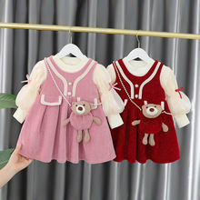 婴儿冬季韩版连衣裙儿童冬加绒保暖女童洋气周岁礼服儿童风公主裙
