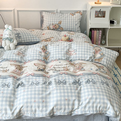 2025 New 100% Cotton Four-Piece Set Lolita Style Student Dormitory Bedding Set with Cartoon Design