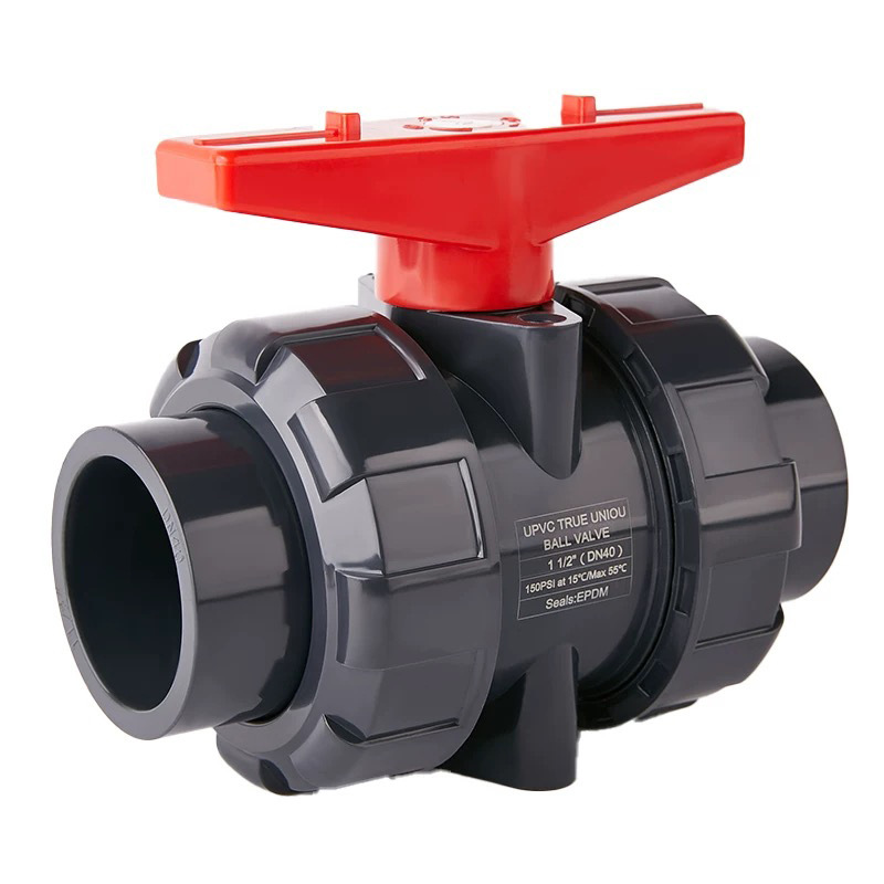 UPVC doble válvula de bola estándar nacional ácido-alcalino PVC válvula doble por el interruptor de válvula de tornillo interno fábrica de stock image 6