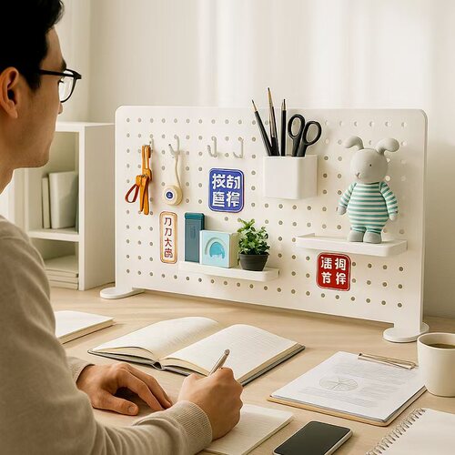 Factory Direct Sale Desktop Standing Hole Board DIY Accessories Wall Mount Shelf No Screwing Office Desk Storage Rack