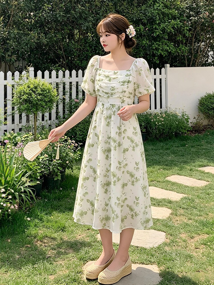 60-150kg Plus-Size Women's Floral Dress 2026 Summer New Style Elegant A-Line Mid-Length Dress for Slightly Chubby Women 60-150kg Plus-Size Women's Floral Dress 2026 Summer New Style Elegant A-Line Mid-Length Dress for Slightly Chubby Women