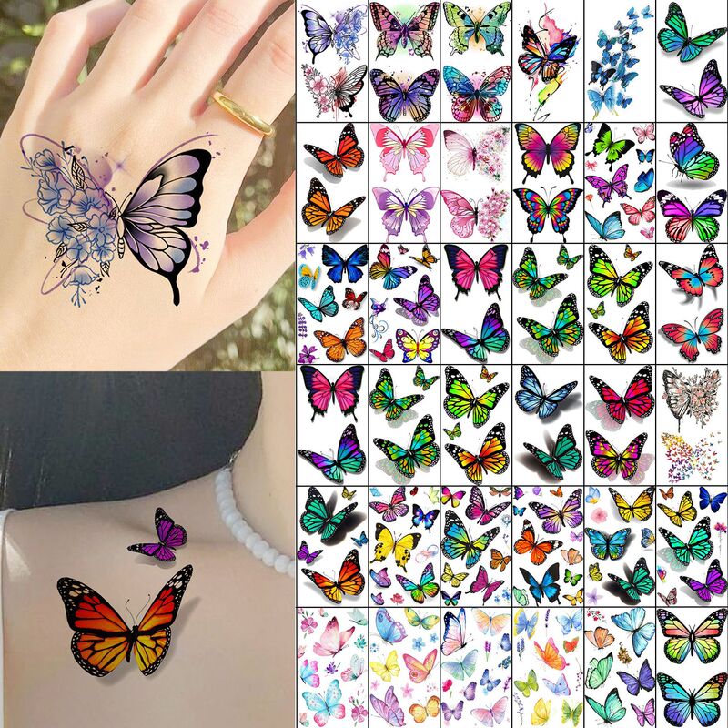 New colorful butterfly temporary tattoo stickers for wrists and neck, available on TEMU and Amazon