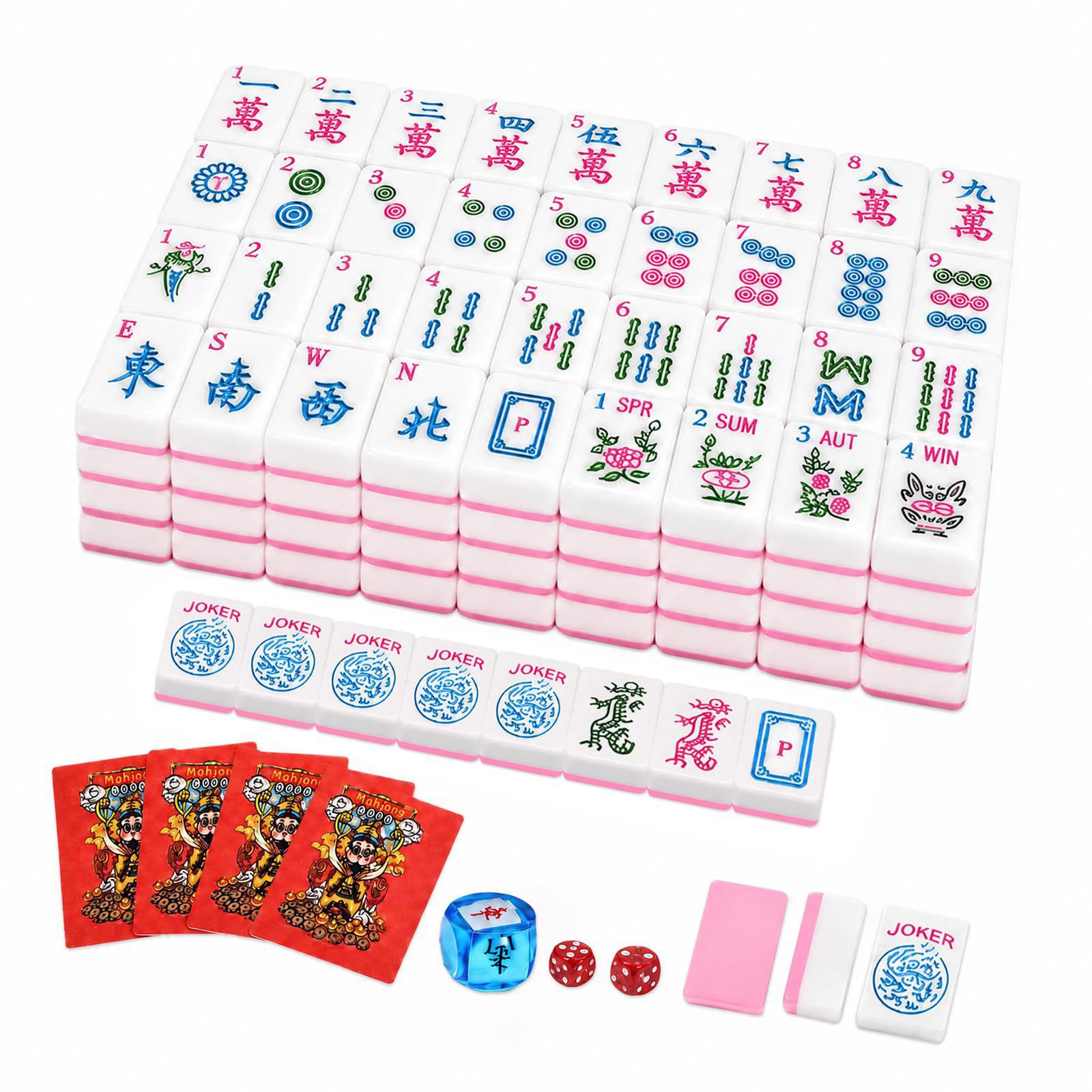 Amazon Cross-Border New American Style 166-Piece Mini Travel Mahjong Set, Portable Two-Color Hand-Rubbed Household Mahjong