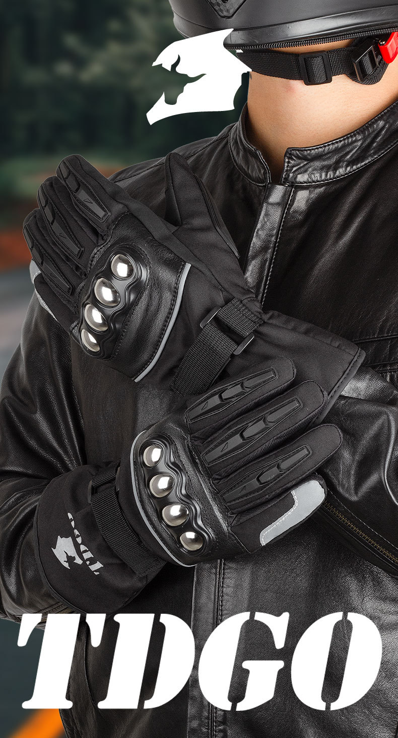 Motorcycle Cycling Gloves for Men in Winter, Cold-Proof and Velvet, Warm and Windproof, Winter Electric Vehicle Windproof Touch Screen Gloves for Women