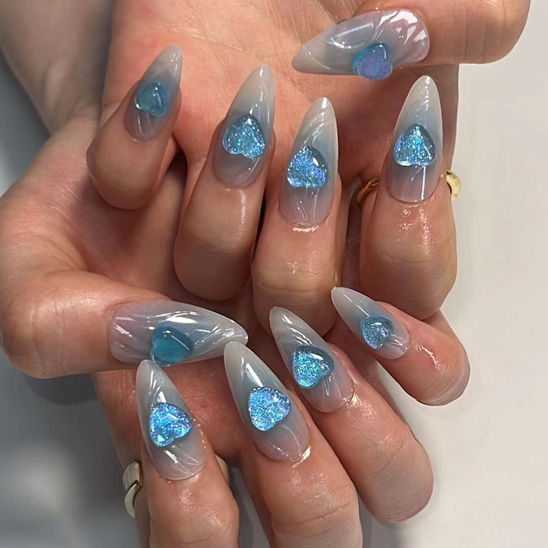 Heart-Shaped Almond-Shaped Wearable Nail Tips Wholesale Eco-Friendly Materials Cross-Border 3D Wearable Nails Cheap Heart-Shaped Almond-Shaped Wearable Nail Tips Wholesale Eco-Friendly Materials Cross-Border 3D Wearable Nails Cheap