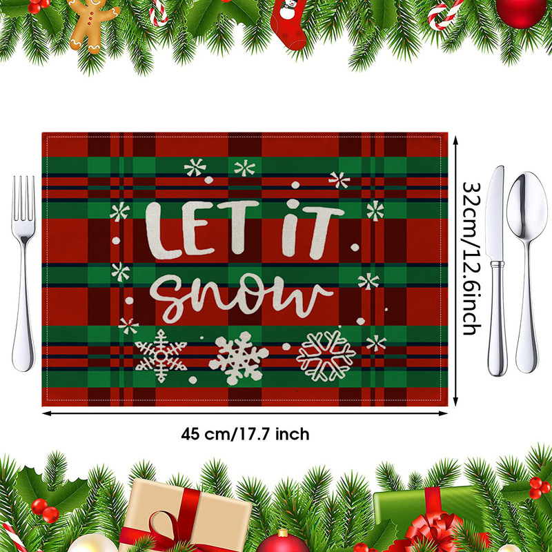 Jity Amazon 人気のクリスマスプレースマット レストラン雰囲気レイアウト テーブルマット リネンプリント断熱マット 洋食マット|undefined