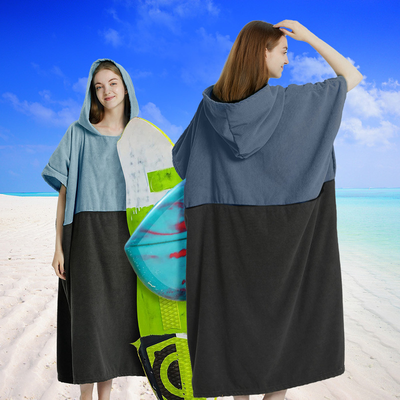 Hooded Bath Towel Wearable Microfiber Quick-Drying Absorbent Bathrobe Cape Adult Portable Sports Swimming Beach Towel