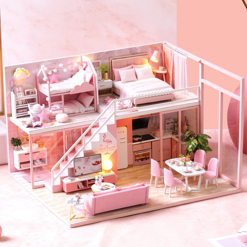 DIY キャビン手作りハウス組み立て立体パズルスーパーワールドビルディングブロックモデル女の子のおもちゃ誕生日|undefined