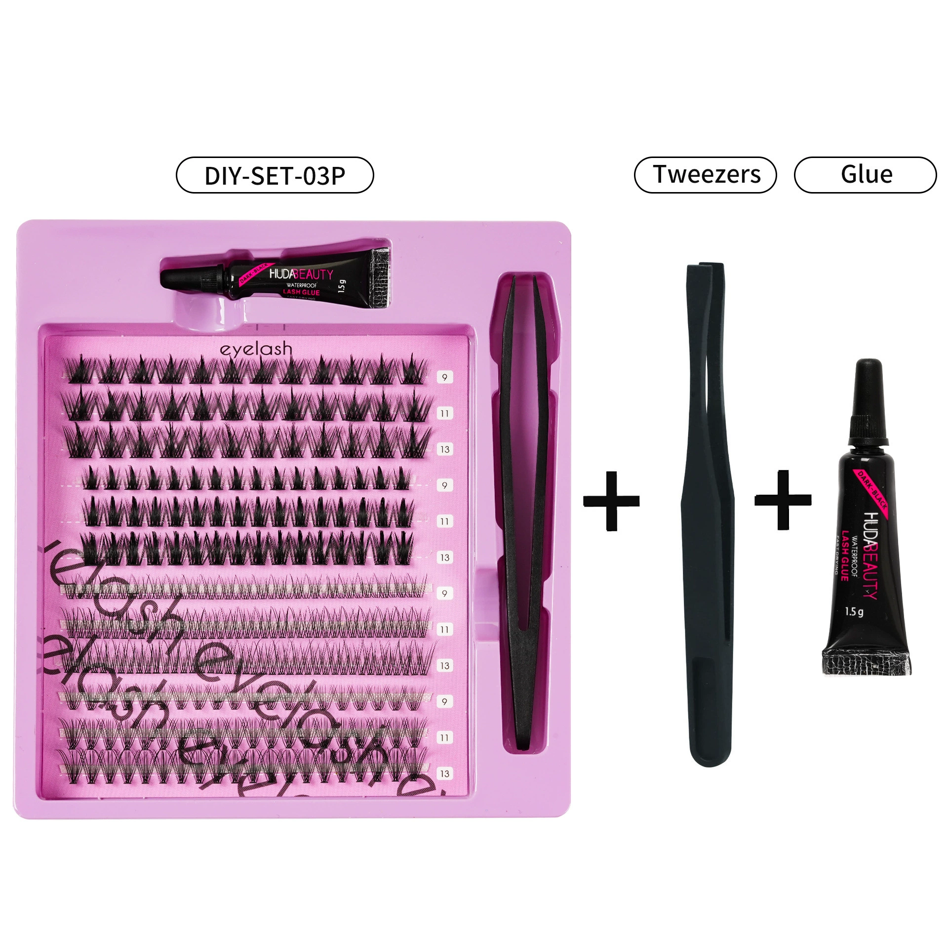 False Eyelash DIY Book, 640 pcs Clusters, 10D–40D Volume, Gift Box Kit