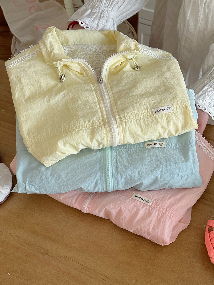 Chaqueta de protección solar para niños para niñas, estilo de verano 2025, nuevos niños, cuello alto, costura, chaqueta de encaje, ropa de piel fresca image 3