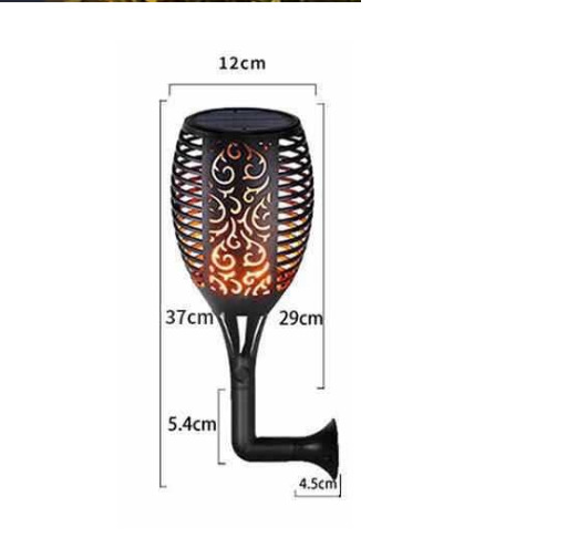 Lámpara solar transfronteriza 12 LED lámpara de llama solar lámpara de calle solar al aire libre patio impermeable redonda lámpara de decoración lámpara de iluminación
