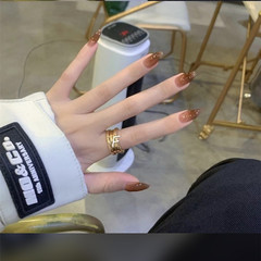 A112 Champagne Gradient Champagne Color Long Gradient Nail Art Finished Set Whitening Fashion Long-lasting Artificial Nail Stickers 24 Pieces