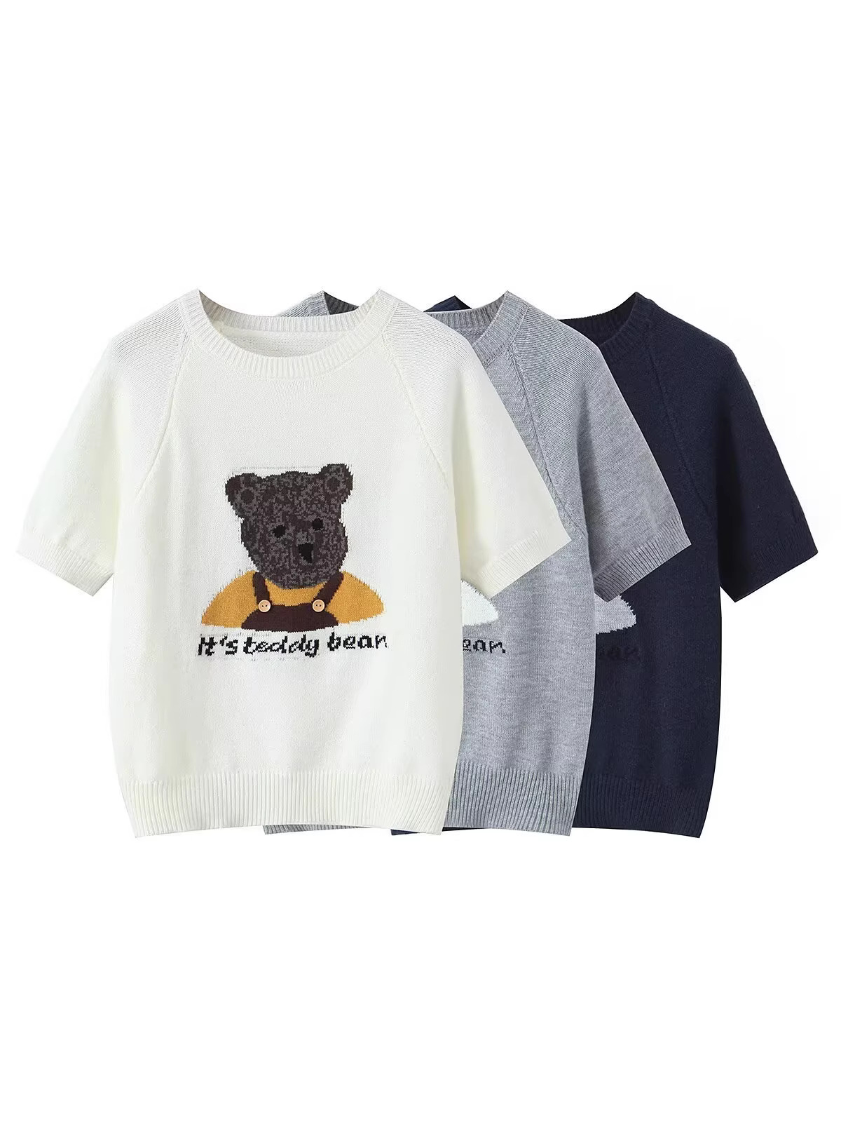 Japanese retro cartoon cute summer knitted sweater with a round…