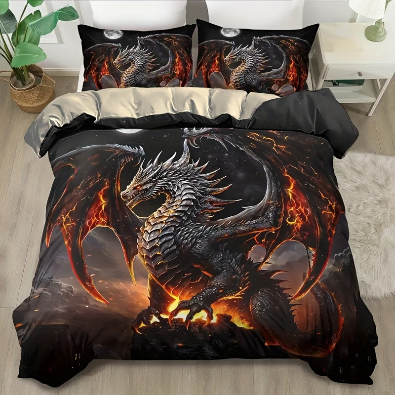 Transfronterizo para textiles domésticos abrasivos de impresión digital colorido dragón quilt kit fuente de fábrica TEMU / JIT