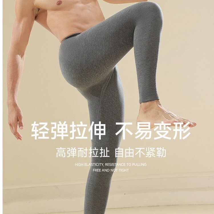 Men's double-sided fleece-lined thermal pants, thickened and fleece-lined for autumn and winter, plus-size, slim-fit, seamless, and designed for warmth