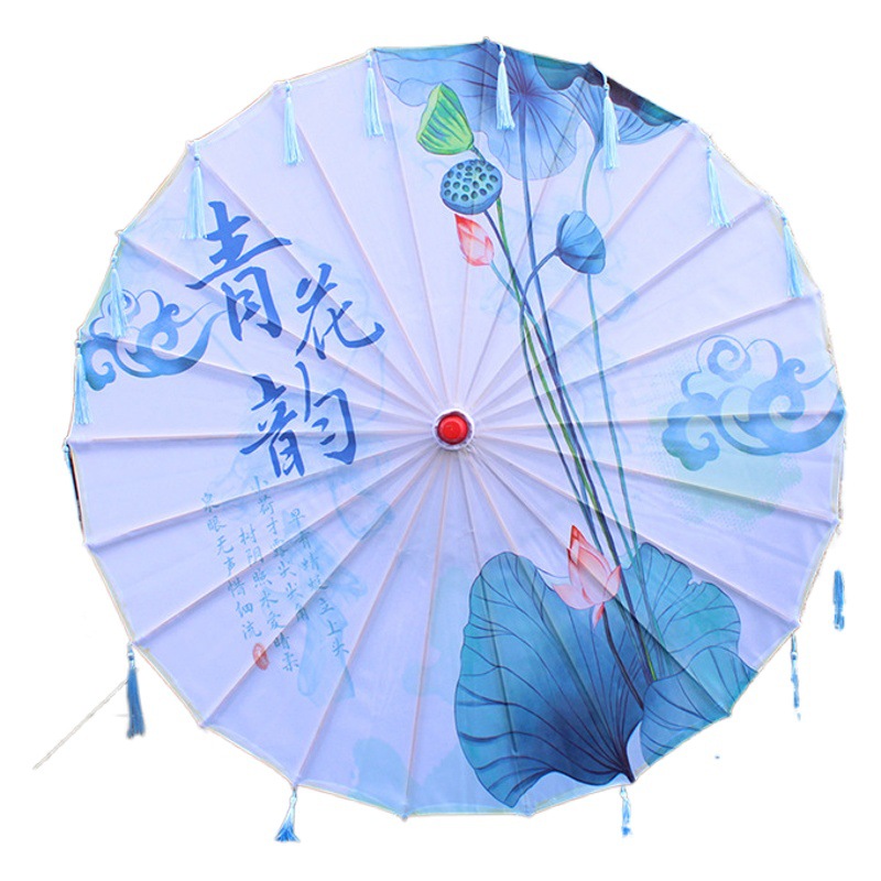 Printed silk umbrella performance tassel umbrella ancient costume Hanfu photography props umbrella dance umbrella classical craft umbrella decorative umbrella