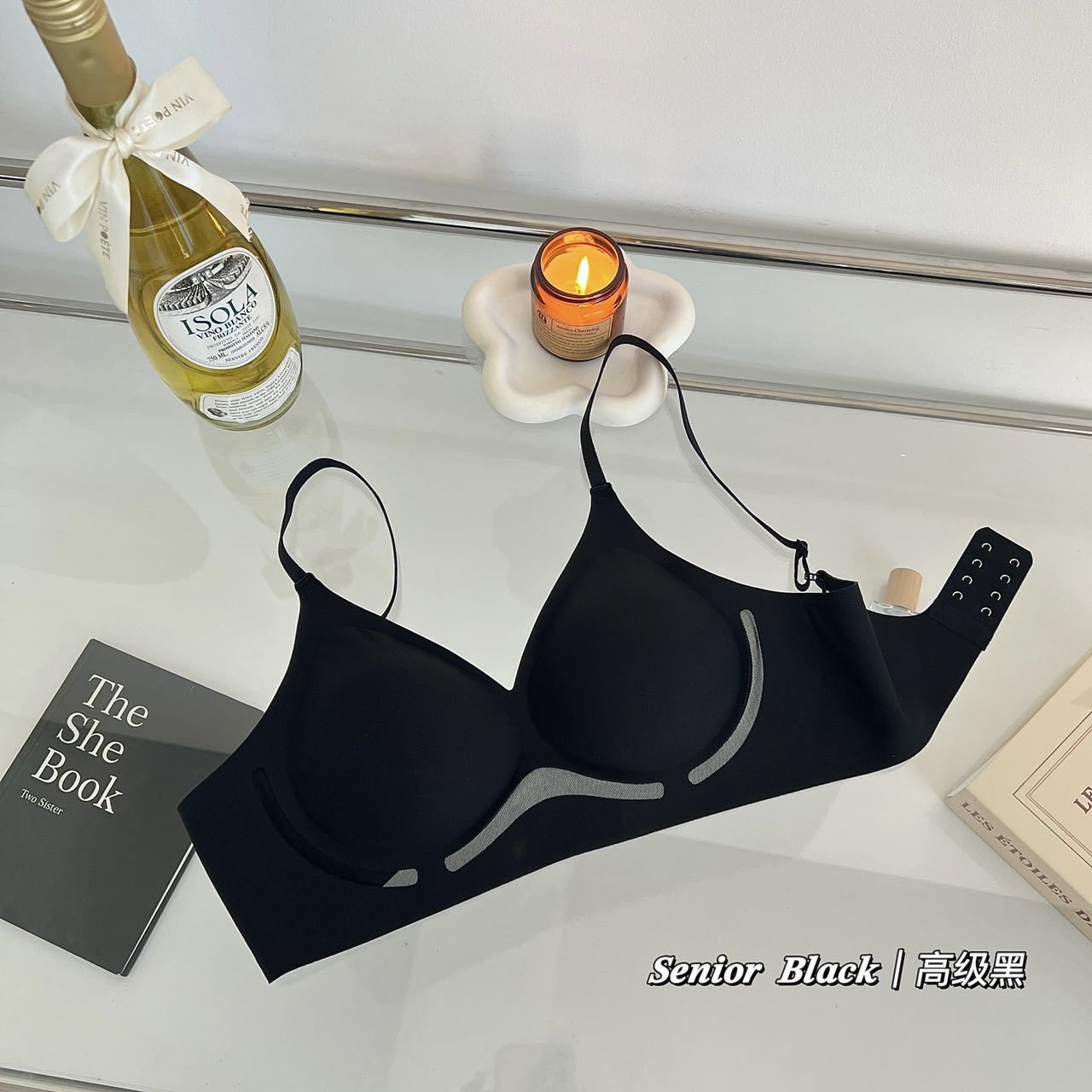 Taza de melocotón, ropa interior de mantenimiento de gelatina hueca, hermosa espalda, sin costuras, sección delgada, sin anillo de acero, pecho pequeño, sujetador de expansión exterior, mujer