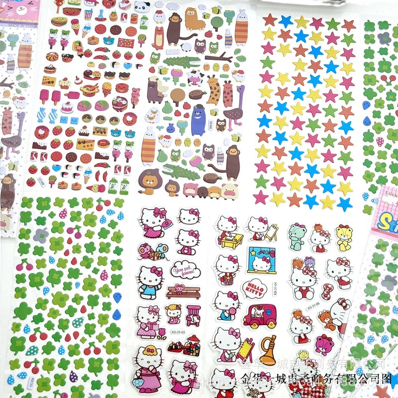 かわいいアニメ動物の泡は3d立体の手帳の装飾のシールを貼って、乾燥していません。|undefined