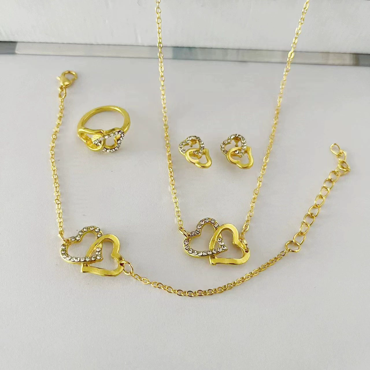 Creative accessory, stone inlay, necklace, chain, bracelet, ring, set, (Cross-border trading), 4 piece set