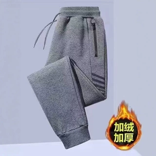 跨境美式潮百搭休闲时尚帅气潮男生百搭加绒直筒运动裤束脚休闲裤