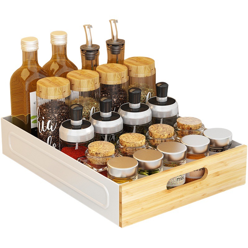 Cajón de armario de cocina, estante de almacenamiento multifuncional debajo del fregadero, caja de almacenamiento de vajilla, cesta de almacenamiento en capas extraíble para el hogar