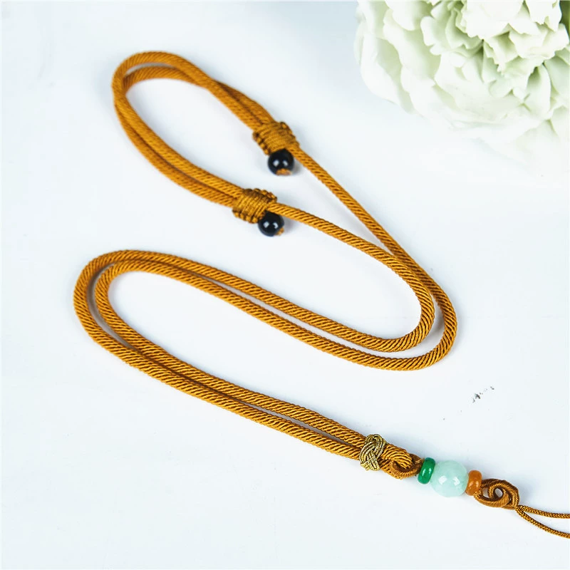 Плетеный шнур ожерелья handmade, кулон, ремешок, ювелирные изделия, изумруд регулируемая защитная амулет, пряжка