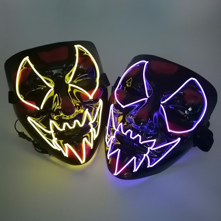 new pattern Halloween luminescence Mask V word terror LED Mask grimace EL fluorescence Atmosphere prop