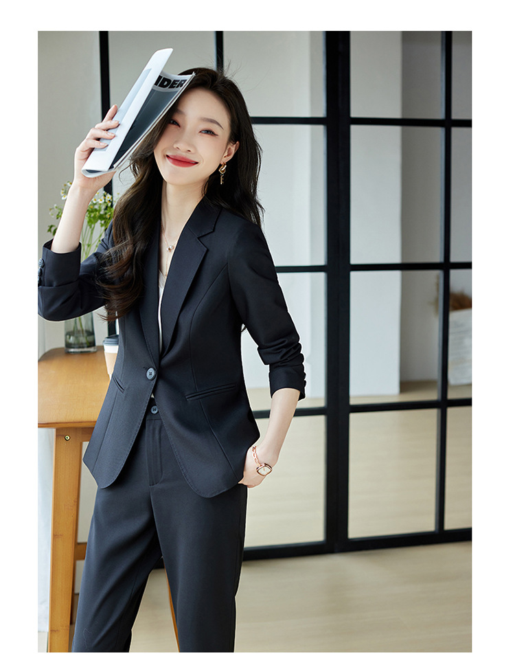 法米姿 秋冬新款时尚修身职业装高端工装西服两件套