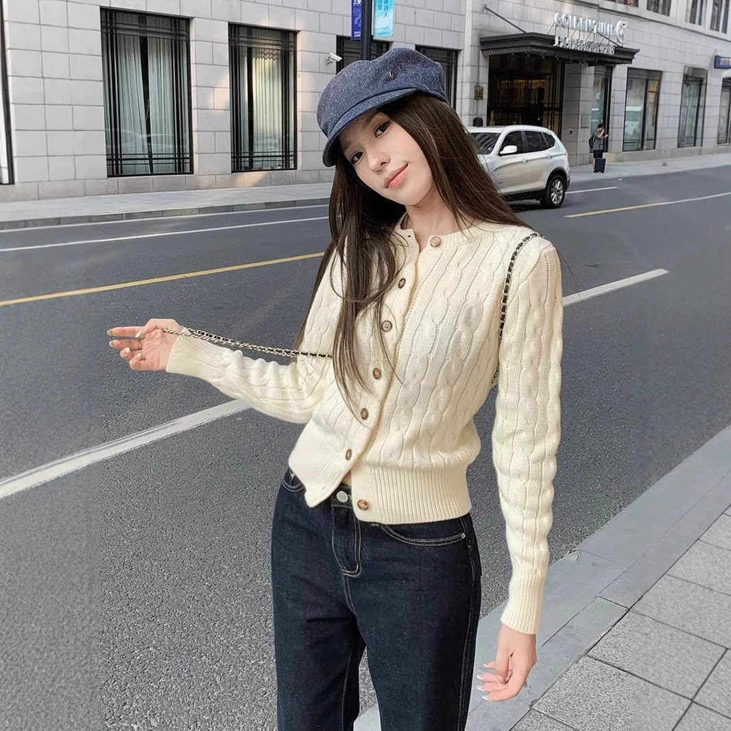 RL Rlaf Po стандартная осенняя и зимняя куртка утолщенные вышивка с круглым вырезом свитер свитер женский Пол кардиган короткий