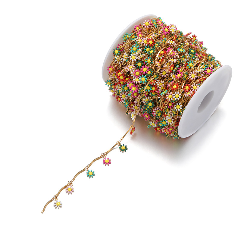 1 Piece Foot Daisy DIY Jewelry Accessories Bracelets Anklet 304 Stainless Steel Enamel Women's Sweet Pastoral DIY Jewelry Accessories Bracelets Anklet display picture 6