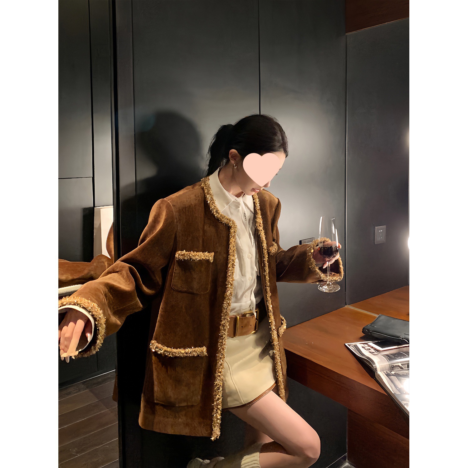 欧陽ベルト付きショートスカート レディース 冬新作 ハイウエスト スリムショートスカート レトロAラインスカート