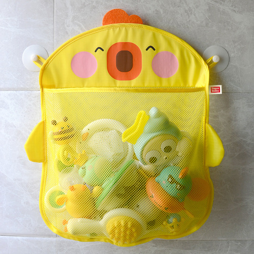 Cross-border new children's toy storage bag cartoon cute duck baby bathing storage net bag bathroom with suction cup hanging bag