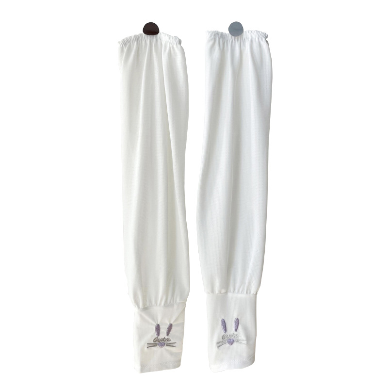 Nuevo estilo coreano versátil bordado color sólido manga suelta de hielo verano de las mujeres al aire libre brazo de conducción protección solar protección seda de hielo oversleeve