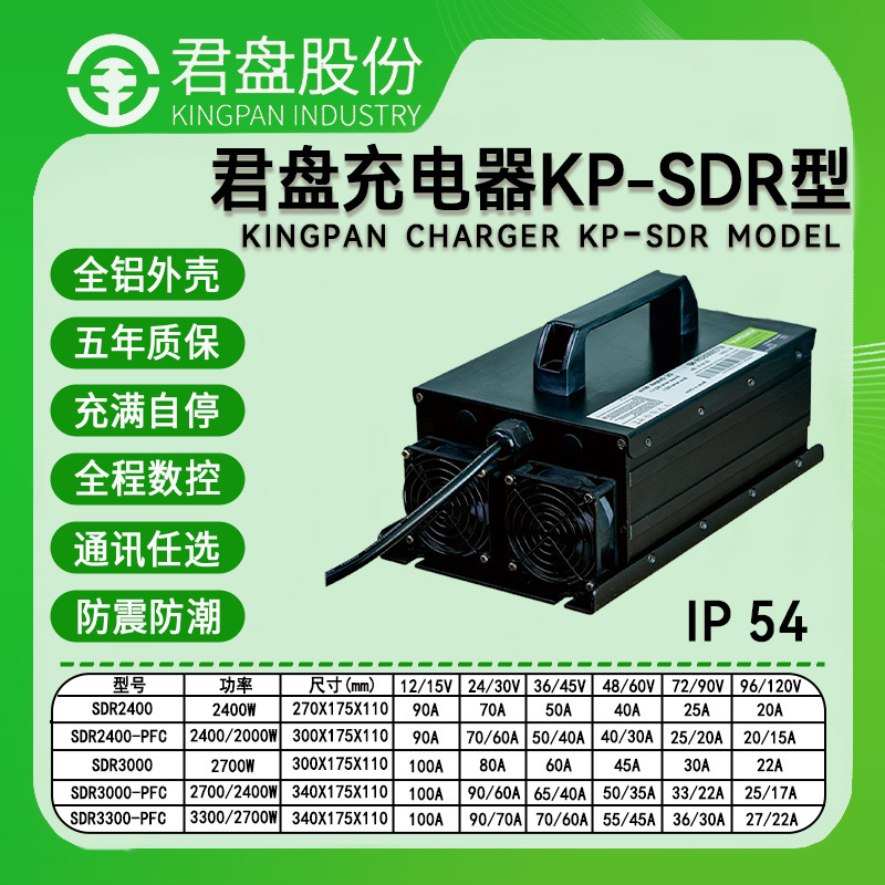 君盘IP54防水防尘户外型电动四轮车游览车低速车电动叉车充电器