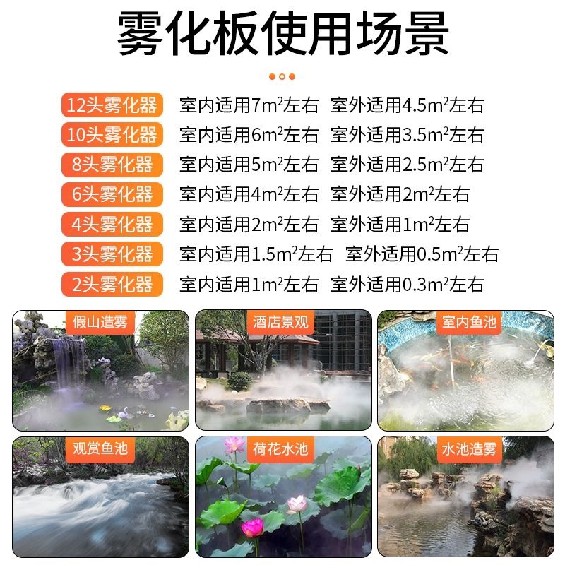 Ultrasonic atomizer Ten head atomizing plate fish pond water mist mist maker smoke atomizing humidification water landscape mist fog 3
