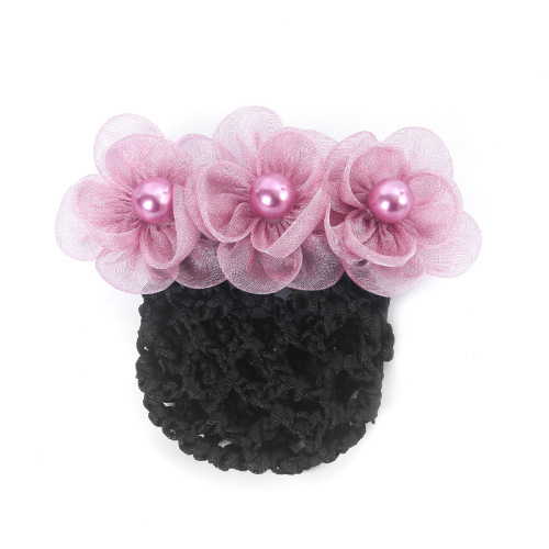Feminine hair style professional Korean nurse stewardess bank hair accessories net pocket clip headdress removable hair net hair clip